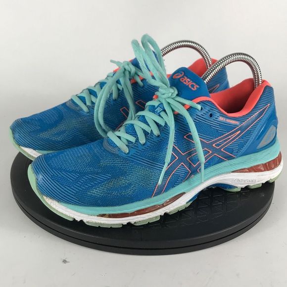 Asics Shoes - Asics Gel-Nimbus 19 Blue/Orange Athletic Running Shoes T750N Women’s Size 9